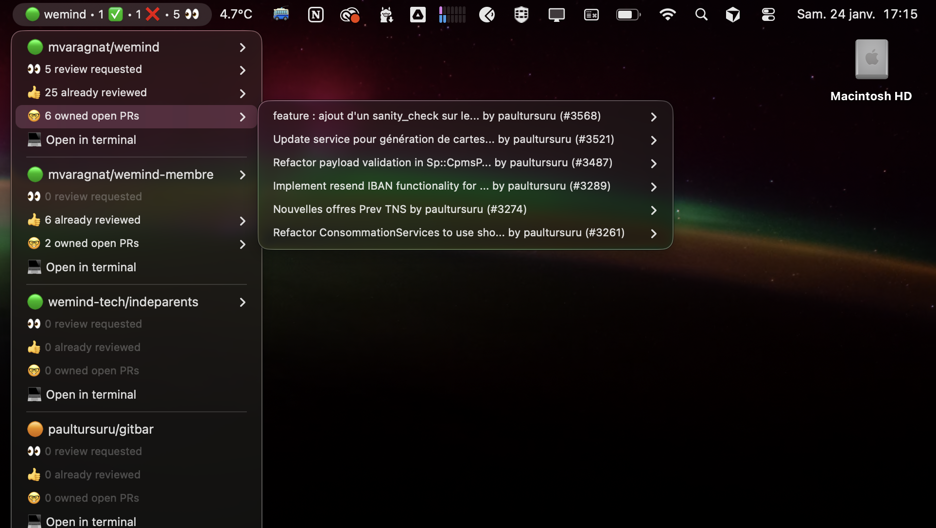 GitBar - MacOS plugin