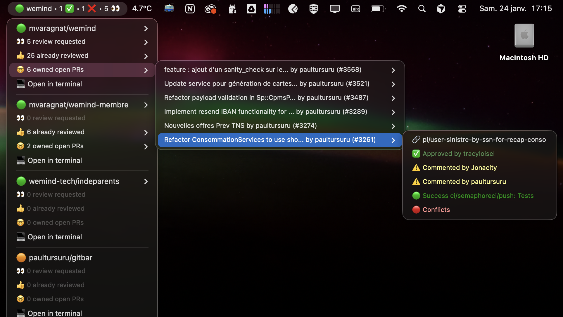 GitBar - MacOS plugin